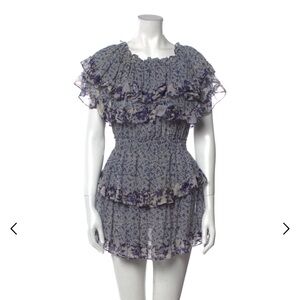 Misa Los Angeles Blue and White Floral Mini Dress